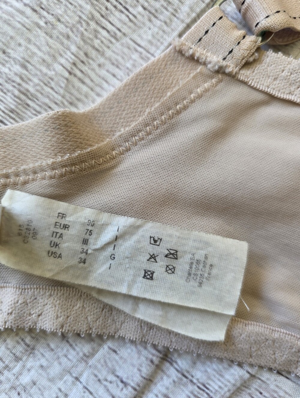 Chantelle Size 34 I Lace Gauche Full Coverage Underwire Bra Nude No Padding - Picture 8 of 9